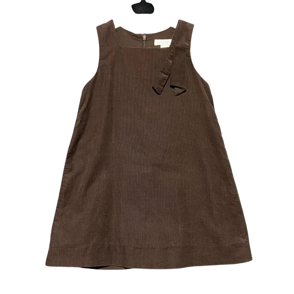 Pottery Barn Kids Brown Corduroy Pinafore Dress 12-18‎ Months Bow Detail Holiday